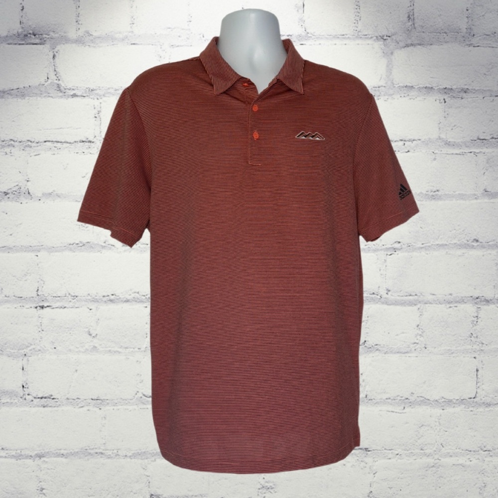 Adidas Golf Polo Shirt Men’s Large HR9075 Striped Orange Performance